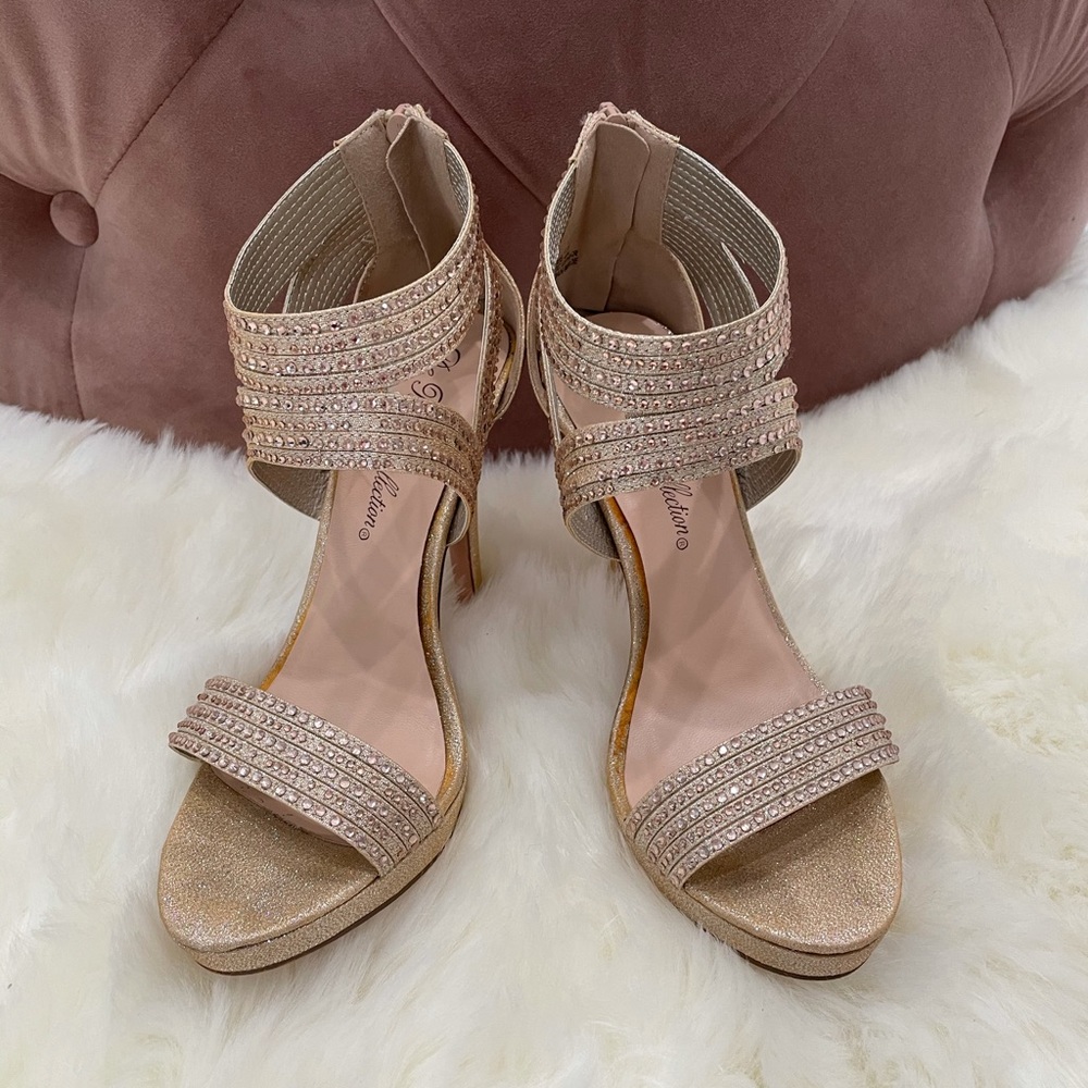 Rose Gold Rhinestone Heels